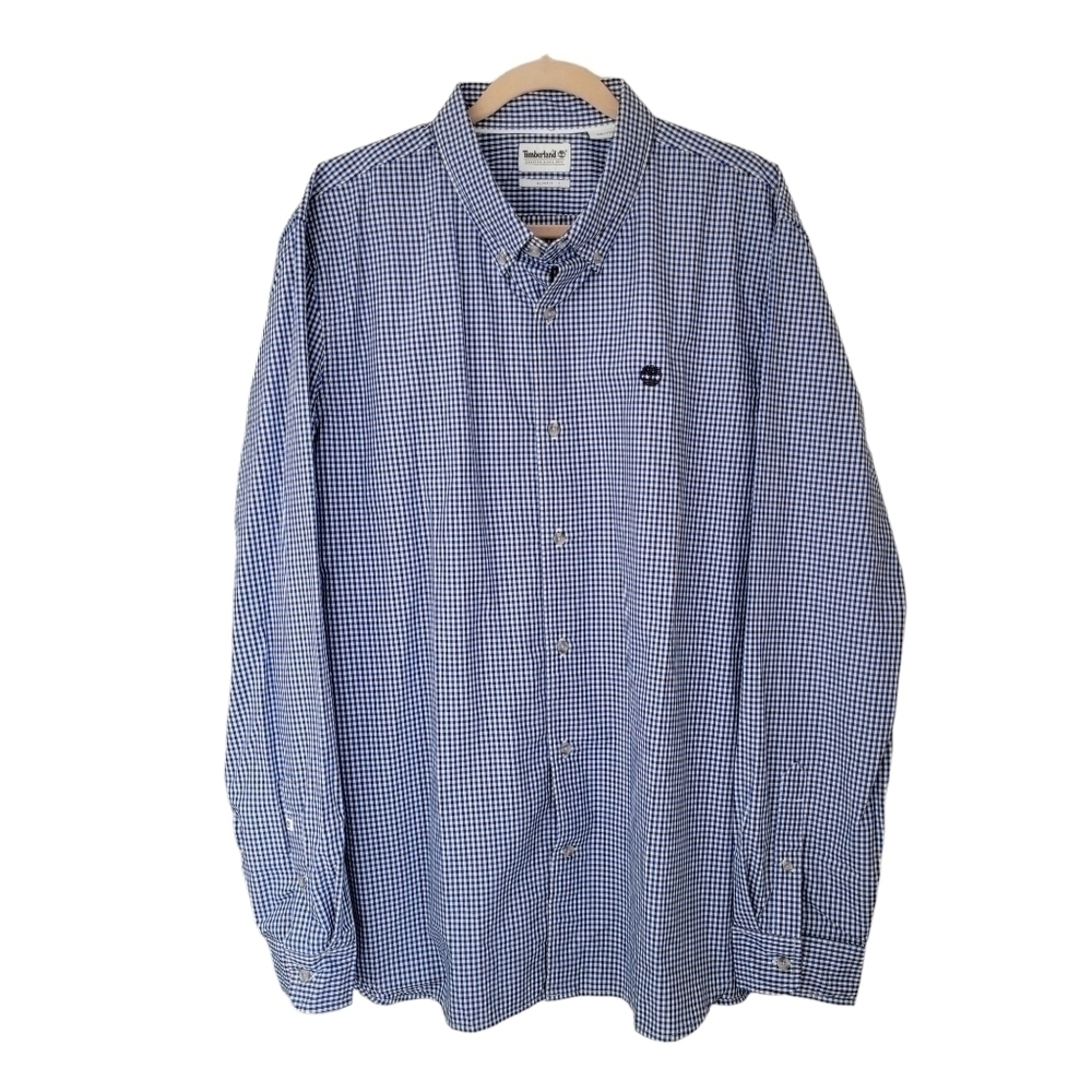 NEW Timberland Cotton Long Sleeve Shirt Slim Fit Check Gingham Print XXL